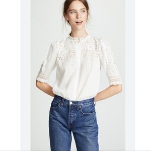 ULLA JOHNSON KINSEY VICTORIAN EMBROIDERED TOP